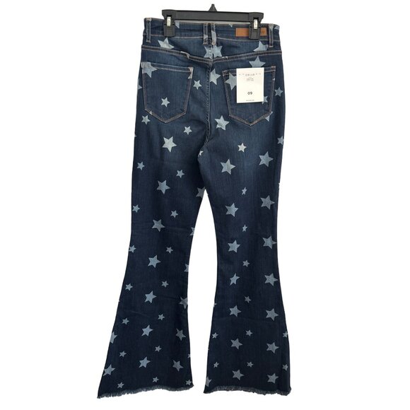 Cello Womens Dark Wash Star Print Flared Jeans Size 9 - Picture 2 of 8
